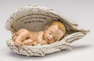 CLEARANCE - Baby In Angel Wings Urn (Light)     U-BIW-WH