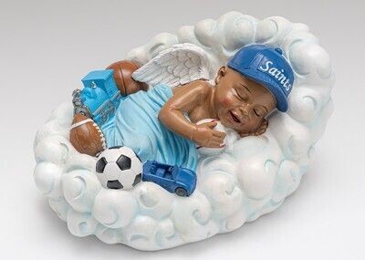 Baby Boy in Cloud Urn (Dark skin tone)  U-CLD-Dark