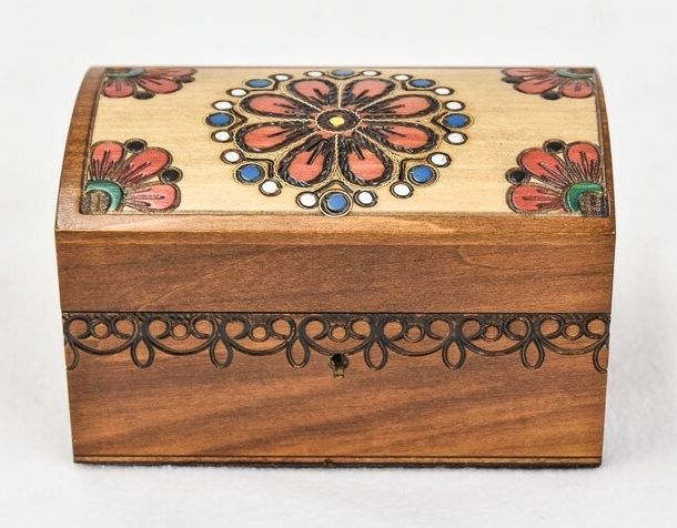 Wood Red Flower Baby Casket with Saline Vessel (up to 13 weeks)    C-4-RF