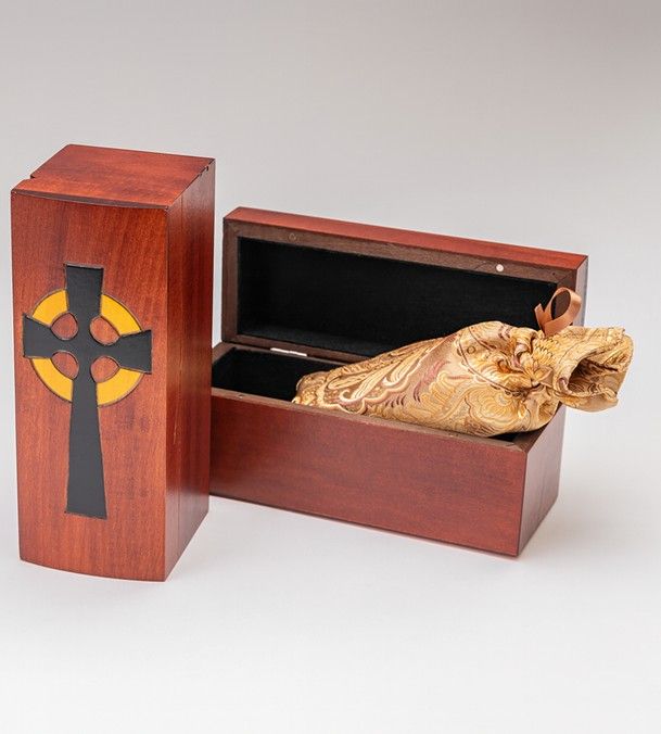Cross Miscarriage Casket - Brown Interior  C-7-CR-B