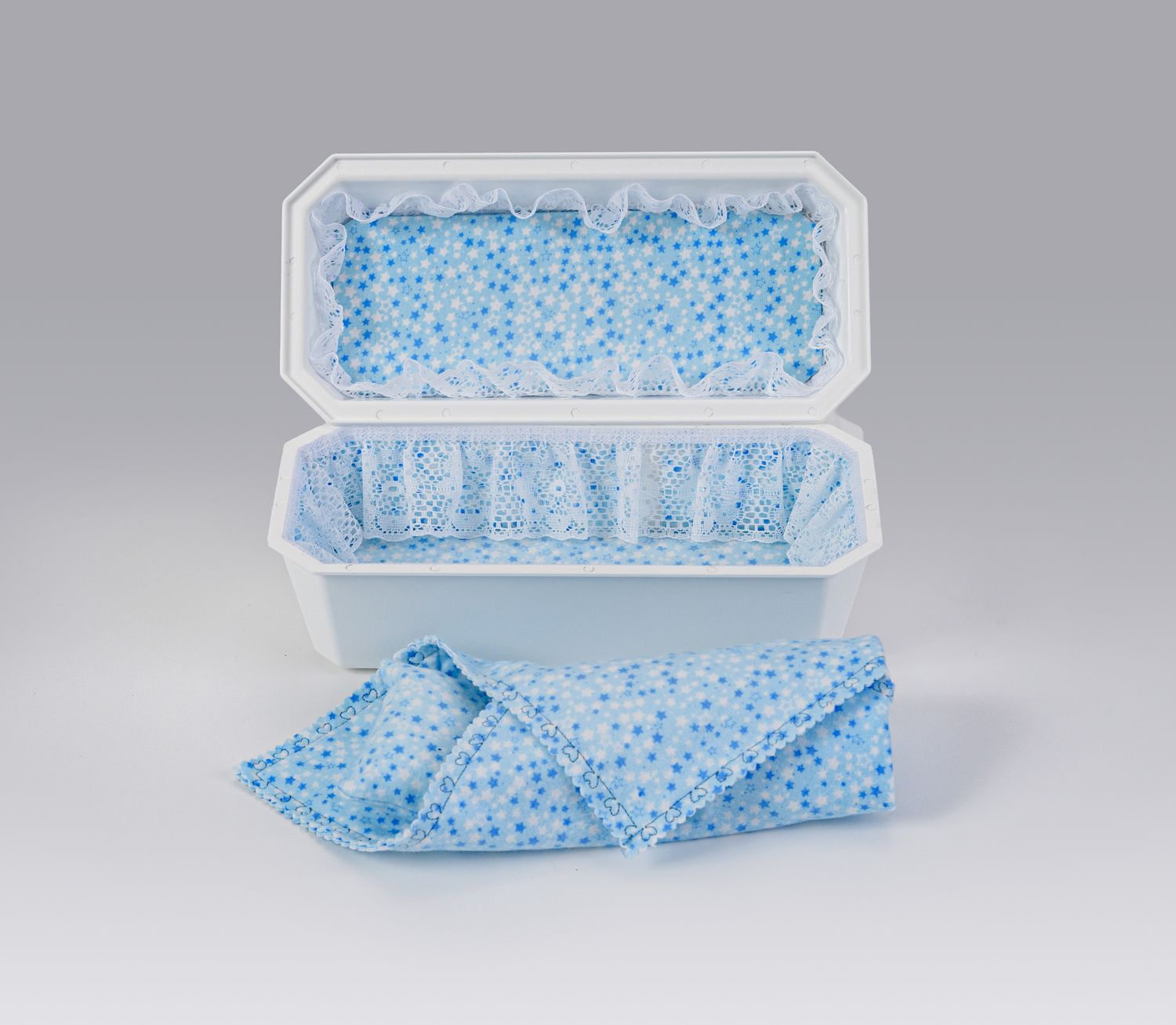 Baby Burial Casket/Vault Combo Blue Interior (8 inch interior)     C-8-BL