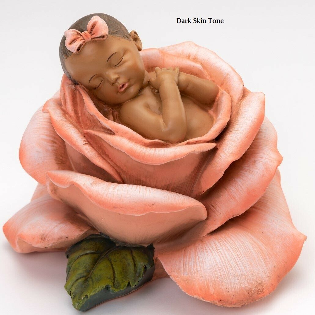 Baby Girl in Bloom Statue (Dark Skin Tone) M-BLM-Dark
