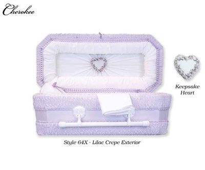 Lilac Cloth Covered Heart Keepsake Baby Casket (30 Inch Interior) C-30-Cloth-K