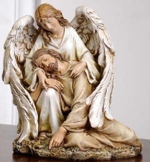 Angel Comforting Jesus Statue M-ACJS