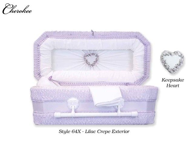 Lilac Cloth Covered Heart Keepsake Baby Casket (21 Inch Interior)  C-21-Cloth-K-L