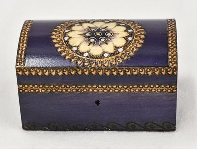 Wood Blue Flower Urn Box    U-4-BF