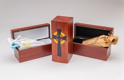 Wood Urn with Celtic Cross with Vessel U-7-CR