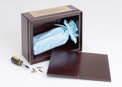 Baby Boy in Cloud on Cherry Wood Urn Box (Dark Skin Color) U-CLD-BOB-Dark