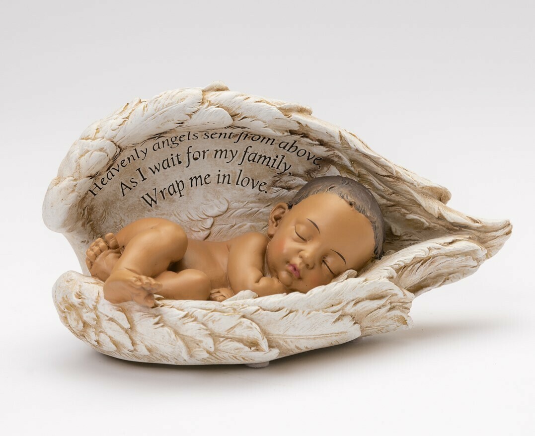 Baby In Angel Wings Urn (Deep Medium Skin Tone)     U-BIW-HS