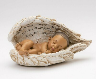 Baby In Angel Wings Urn (Deep Medium Skin Tone)     U-BIW-HS