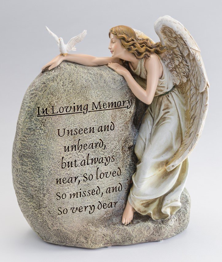 Angel Embracing Memorial Stone Large Baby Urn  U-AEMS
