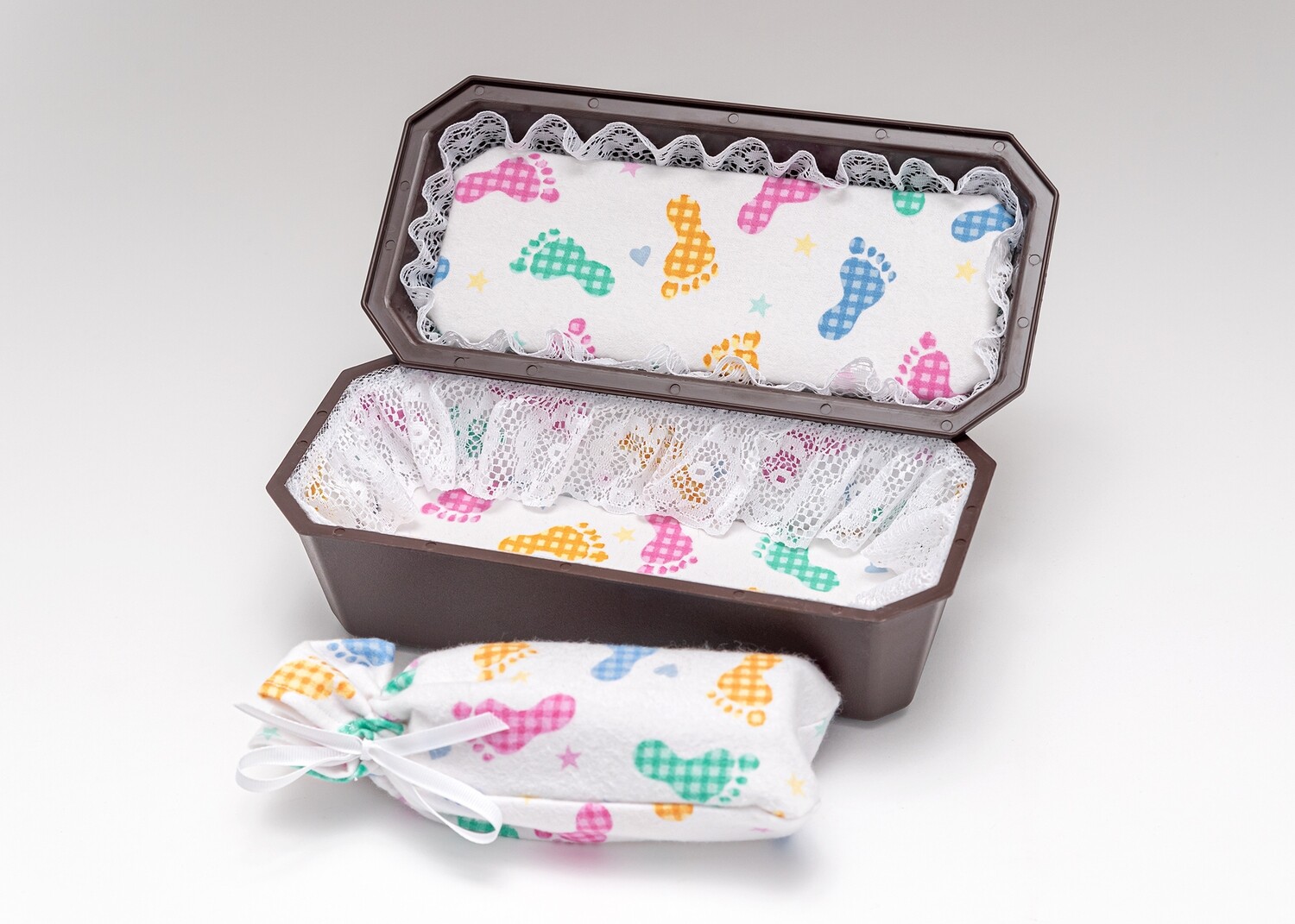 Baby Burial Miscarriage Casket with Baby Print Flannel Interior (up to 13 weeks)     C-8-1B or 2B