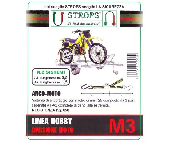 FASCE ANCORAGGIO A CRICCHETTO PER MOTO 650KG