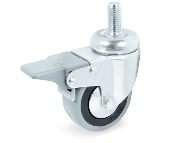 Ruote in gomma Ø 80 supporto filettato M 12 c/freno