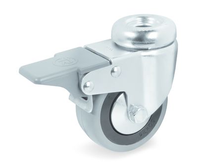 Ruote in gomma Ø 80 supporto foro passante c/freno Ruote in gomma Ø 80 supporto foro passante c/freno