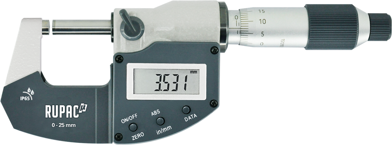 Micrometro per esterni digitale Digitronic Plus 0-25mm RUPAC 2390250 IP65 USB