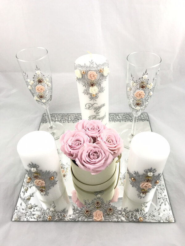 3 Kerzen Classic Set mit Rosenbox XS