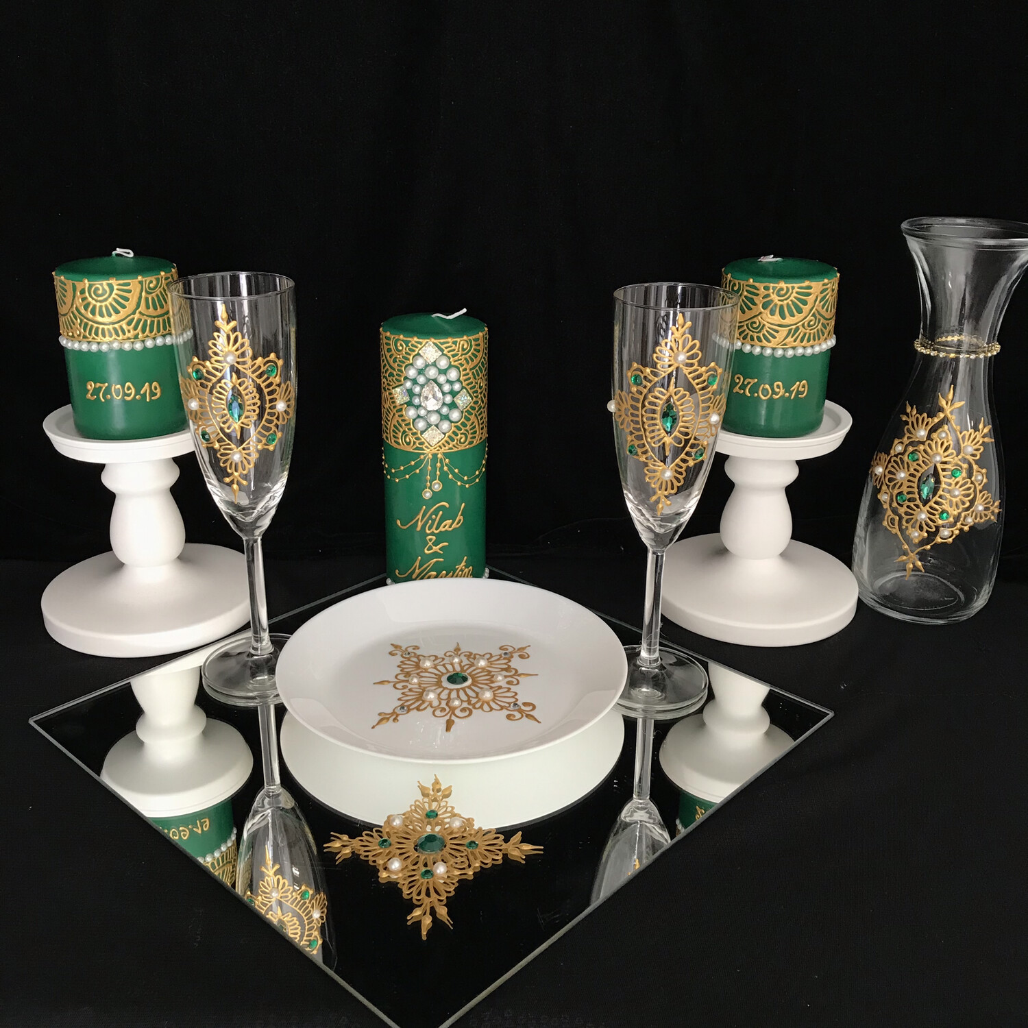 Hennaabend Set - Green & White -