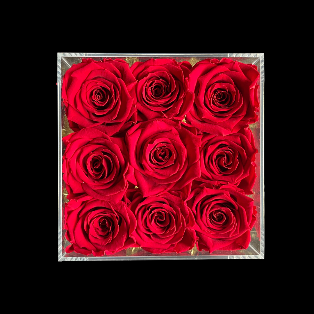Acrylbox Small mit Infinity Rosen - stillvolle Geschenkidee aus Frankfurt