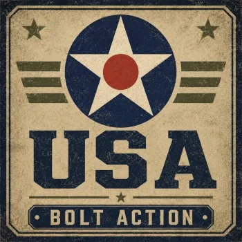 Bolt Action: USA category logo with WWII star roundel and vintage military-style text.