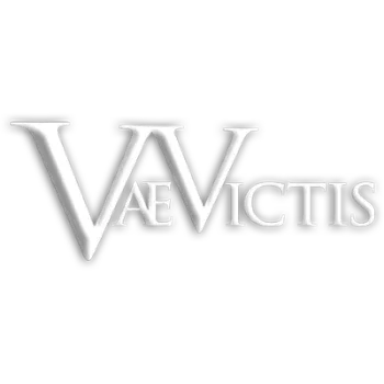 Vae Victis logo with white serif text on a black background.