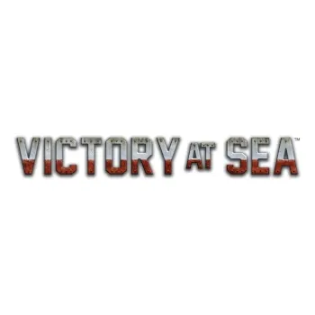 Victory at Sea logo with metallic grey lettering and red lower accents on a white background.