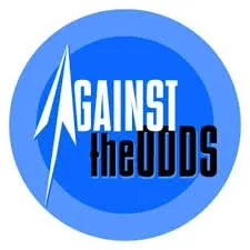 Against the Odds logo in blue with stylised white and black lettering.
