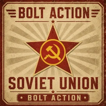 Bolt Action: Soviet Union category logo with red star, hammer and sickle emblem, and vintage Soviet-style text.
