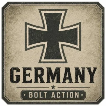Bolt Action: Germany category logo with a Balkenkreuz-style cross and vintage military-style text.