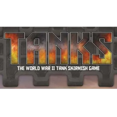 TANKS logo with metallic lettering and World War II tank skirmish game subtitle on a dark grey panel.