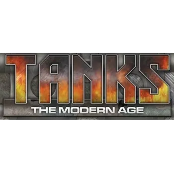 TANKS: The Modern Age logo with metallic lettering and fiery orange texture on a grey panel.
