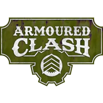 Armoured Clash logo on a green industrial-style sign.