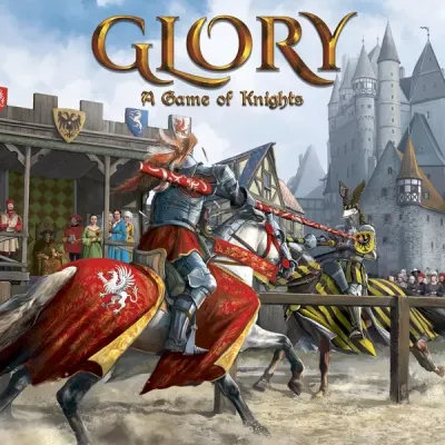 Glory: A Game of Knights box front with medieval jousting artwork.