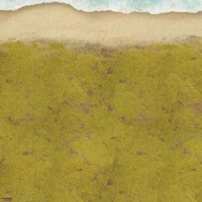Normandy Beach game mat for TANKS with sand, surf and grassy battlefield terrain.