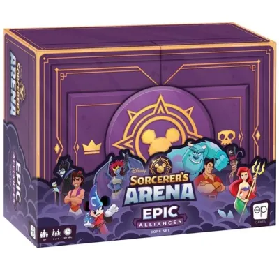 Disney Sorcerer’s Arena: Epic Alliances Core Set box front with Disney and Pixar characters.