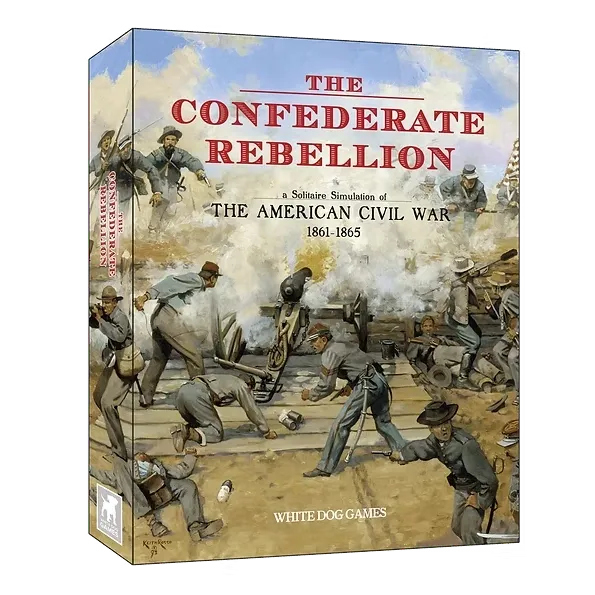 The Confederate Rebellion box cover showing American Civil War soldiers fighting around a cannon.