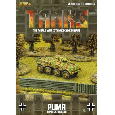 TANKS Puma Tank Expansion with a German Puma armoured car moving through wooded terrain.