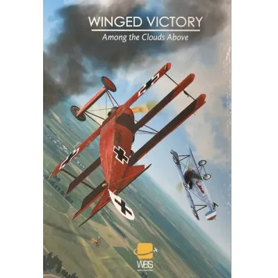 Winged Victory: Among the Clouds Above – 2nd Edition Winged Victory: Among the Clouds Above WWI aerial combat game cover with biplanes dogfighting.
