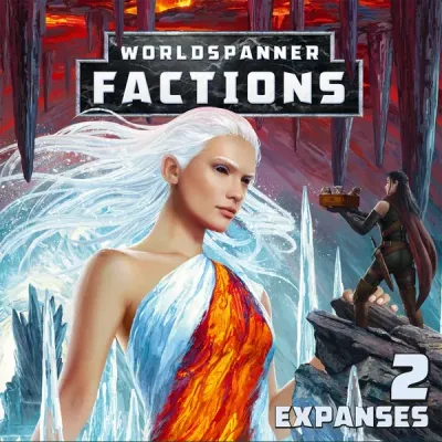 Worldspanner Factions: Set 2 – Expanses box front with ice-and-fire fantasy character artwork.