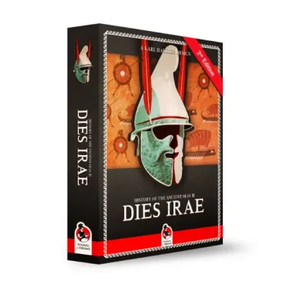 Box cover for History of the Ancient Seas II: Dies Irae 2nd Edition, showing a split ancient helmet design.