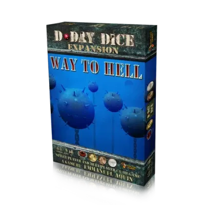 D-Day Dice: Way to Hell expansion box cover with underwater sea mines.