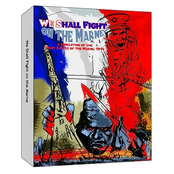 We Shall Fight on the Marne box cover with French and German soldiers, Eiffel Tower, and tricolor artwork.