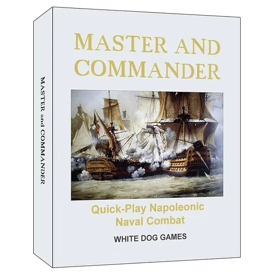 Master and Commander box cover showing Napoleonic sailing ships exchanging cannon fire at sea.