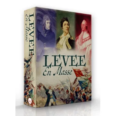 Box cover for Levée en Masse, showing French Revolutionary leaders and troops beneath a tricolour design.