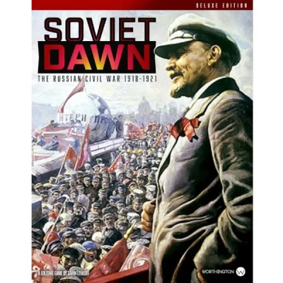 Box cover for Soviet Dawn Deluxe Edition, showing Lenin before a Russian Civil War crowd.