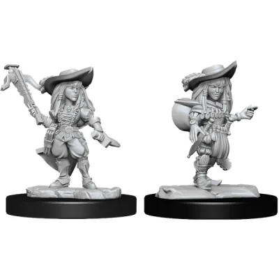 Pathfinder Battles Deep Cuts Female Gnome Bard pack with 2 unpainted RPG miniatures.
