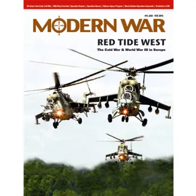 Modern War #15: Red Tide West magazine cover with attack helicopters flying over wooded terrain.