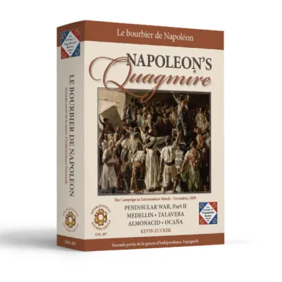 Box cover of Napoleon’s Quagmire, showing Peninsular War artwork on a cream and brown OSG game box.