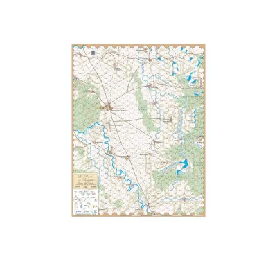 Game map for La Patrie en Danger, showing French terrain, rivers, towns, roads, forests, and hex grid.