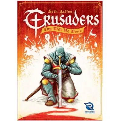 Crusaders Thy Will Be Done box front showing a kneeling knight with sword and Renegade branding.